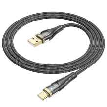 USB A į USB C laidas Hoco 2,4A 1,2 m U121 juodas permatomas