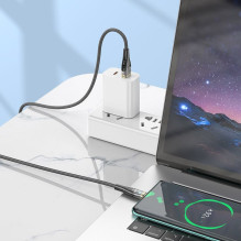 USB A į USB C laidas Hoco 2,4A 1,2 m U121 juodas permatomas