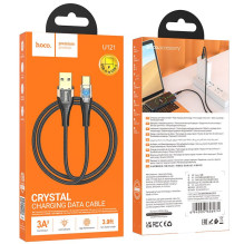 USB A į USB C laidas Hoco 2,4A 1,2 m U121 juodas permatomas