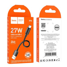 USB A į USB C laidas Hoco PD 2,4A 27W 0,25 m X96 juodas