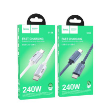 USB C laidas į USB C Hoco QC3.0 PD 5A 240W 1,8 m U134 pilkas
