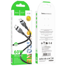 Silicone Cable USB C to USB C Hoco 3A 60W 3 m X109 black