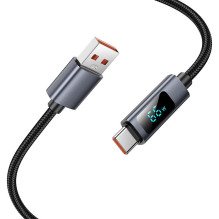 Cable USB A to USB C Hoco 5A with display 1 m X112 black