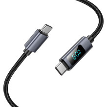 Laidas USB C į USB C Hoco 3A 60W su ekranu 1 m X112 juodas