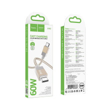 USB C laidas į USB C Hoco 3A 60W 1 m X110 auksinis