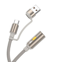 USB A / USB C laidas į cigarečių žiebtuvėlio jungtį Hoco UA38B, auksinis, 0,3 m