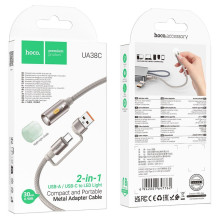 Cable USB A / USB C to LED light Hoco 0,3 m UA38C gold