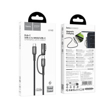 Laidas 2in1 USB C į USB C / Mag3 Hoco 240W 1,8 m U142 juodas