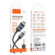 Cable USB C to USB C Hoco 3A 60W with display 1 m X118 black