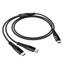 Laidas 2in1 USB C į USB C+C Hoco 1 m X123 juodas