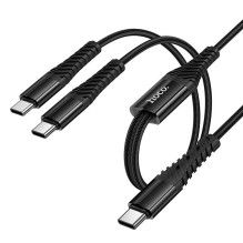 Laidas 2in1 USB C į USB C+C Hoco 1 m X123 juodas