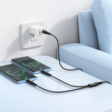 Laidas 2in1 USB C į USB C+C Hoco 1 m X123 juodas