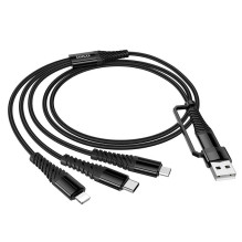 Laidas 3in1 USB C / USB A į Lightning + USB C + Micro USB Hoco 1 m X123 juodas