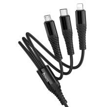 Cable 3in1 USB C / USB A to Lightning + USB C + Micro USB Hoco 1 m X123 black