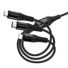 Laidas 3in1 USB C / USB A į Lightning + USB C + Micro USB Hoco 1 m X123 juodas