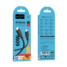 Silikoninis laidas USB C į USB C Hoco 3A 60W 1 m X124 juodas