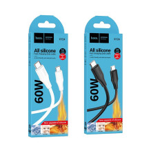 Silikoninis laidas USB C į USB C Hoco 3A 60W 1 m X124 baltas