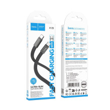 Flat Cable USB C to USB C Hoco 3A 60W 1 m X125 black