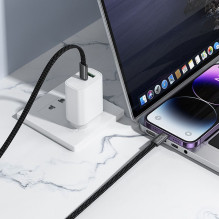 Flat Cable USB C to USB C Hoco 3A 60W 1 m X125 white