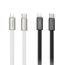 Plokščias kabelis USB C į USB C Hoco 3A 60W 1 m x 125 baltas