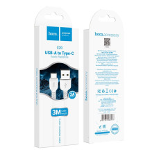 Cable USB A to USB C Hoco 2,4A 3 m X20 white