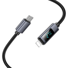 Cable USB C to Lightning Hoco PD 27W with display 1 m X112 black