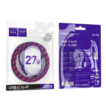 USB C - Lightning kabelis Hoco PD 27W 1 m X116 gradientinis raudonas