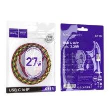 USB C - Lightning kabelis Hoco PD 27W 1 m X116 gradientinis violetinis