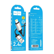 USB A tipo į „Lightning“ tipo laidas Hoco 2,4A, 1 m, X117, juodas