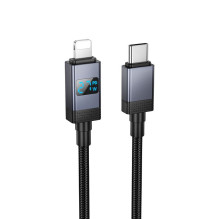 USB C - Lightning kabelis Hoco PD 27W su ekranu 1 m X118 juodas