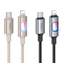 LED laidas USB C - Lightning Hoco PD 27W 1,2 m U144 juodas