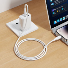 Silicone Cable USB C to Lightning Hoco 27W 1 m X124 white