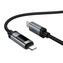 Data Cable with digital display USB C to Lightning Hoco PD 27W 1,2 m U148 black