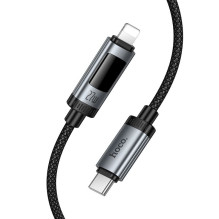 Data Cable with digital display USB C to Lightning Hoco PD 27W 1,2 m U148 black
