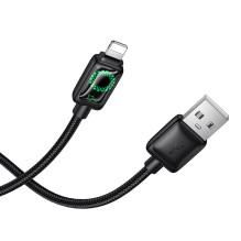 Cable with LCD USB A to Lightning Hoco 2,4A 1,2 m U146 black Cable with LCD USB A to Lightning Hoco 2,4A 1,2 m U146 black