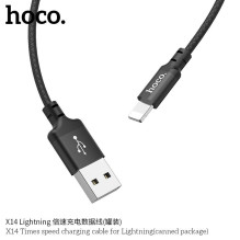 USB A tipo į „Lightning“ tipo laidas Hoco, 1 m x 14, juodas