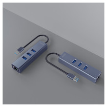 Savio AK-57 USB-A - 3 x USB-A HUB with RJ-45 Gigabit Ethernet adapter 5000 Mbit / s grey USB 3.2 Gen 1 (3.1 Gen 1) Micro Savio AK-57 USB-A - 3 x USB-A HUB with RJ-45 Gigabit Ethernet adapter 5000 Mbit / s grey USB 3.2 Gen 1 (3.1 Gen 1) Micro