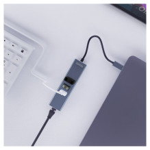 Savio AK-57 USB-A – 3 x USB-A šakotuvas su RJ-45 gigabito eterneto adapteriu, 5000 Mb/s, pilkas, USB 3.2 Gen 1 (3.1 Gen Savio AK-57 USB-A – 3 x USB-A šakotuvas su RJ-45 gigabito eterneto adapteriu, 5000 Mb/s, pilkas, USB 3.2 Gen 1 (3.1 Gen