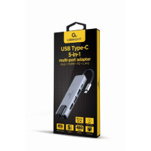 Gembird A-CM-COMBO5-04 USB Type-C 5-in-1 multi-port adapter (Hub + HDMI + PD + LAN) Gembird A-CM-COMBO5-04 USB Type-C 5-in-1 multi-port adapter (Hub + HDMI + PD + LAN)