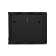 Lanberg prie sienos montuojama stelažinė spintelė 19\'\' 9U 600x600mm juoda (stiklinės durys)