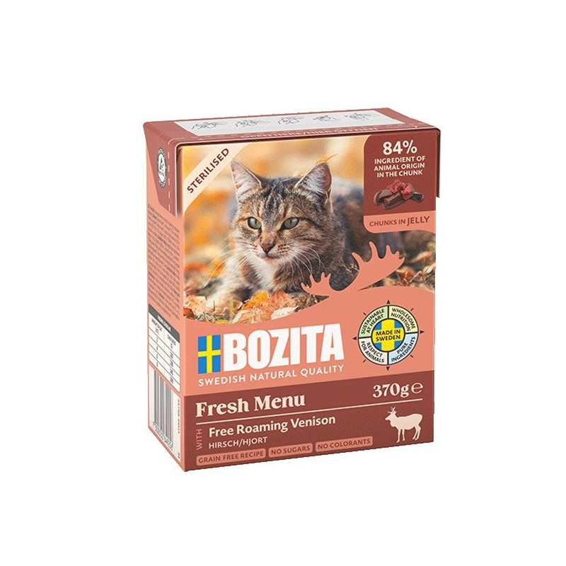 BOZITA Fresh Menu sterilizuotos elnienos šlapias kačių ėdalas, 370 g