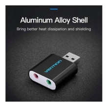 Vention USB išorinė garso plokštė, juodo metalo tipo Vention USB išorinė garso plokštė, juodo metalo tipo