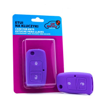 Fioletowe etui silikonowe na kluczyk Seat Skoda Volkswagen - EPKC69