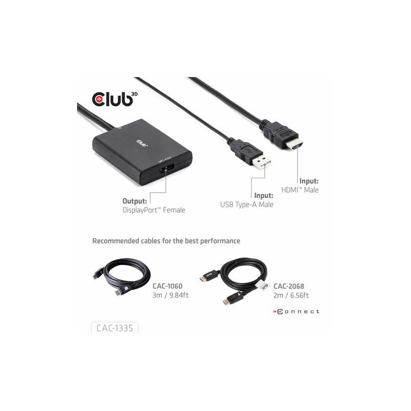 Club3D Adapter HDMI + MicroUSB DP 4K120Hz aktiv St / Bu retail