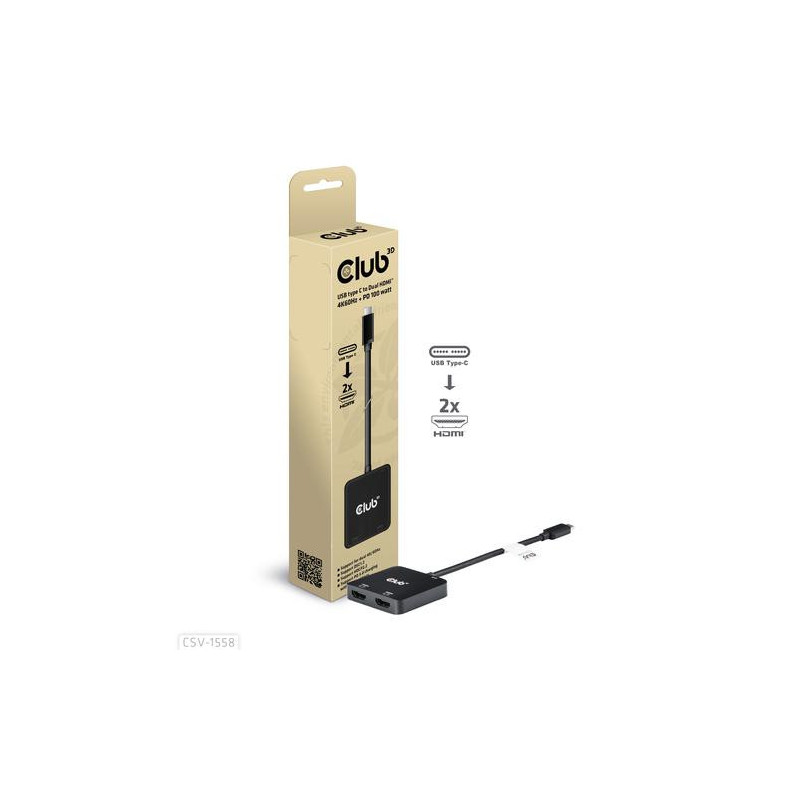 Club3D MST-Hub USB 3.2 Typ C 2x HDMI 4K60Hz +100W PD St / Bu retail