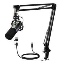 Mikrofonas - Maono PD200XS dinaminis kardioidinis USB / XLR RGB juodas Mikrofonas - Maono PD200XS dinaminis kardioidinis USB / XLR RGB juodas