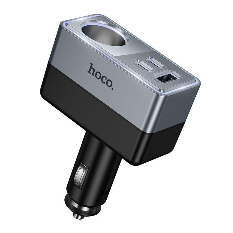 Įkroviklis automobilinis Hoco (Z65) (2xUSB-C 1 x Lighter splitter ) juodas