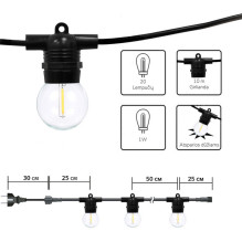 Outdoor garland (LED lights) 20 m Glow black Outdoor garland (LED lights) 20 m Glow black