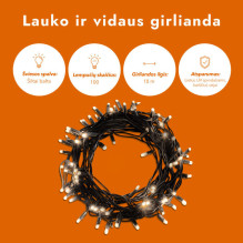 Outdoor and indoor garland (LED lights) 10 m PROLED black Outdoor and indoor garland (LED lights) 10 m PROLED black