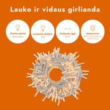 Outdoor and indoor garland (LED lights) 10 m PROLED white Outdoor and indoor garland (LED lights) 10 m PROLED white
